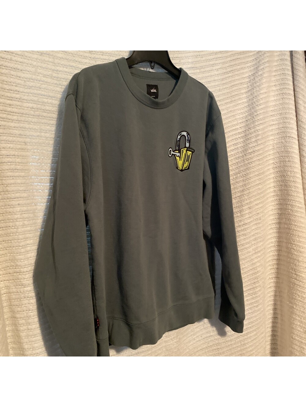 Virgil Normal x Vans Sweatshirt M Green Padlock Graphic Crewneck Streetwear